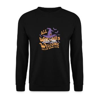 All Witches Welcome Salem Book Club – Hexen Style - Unisex Sweatshirt - black - Front - Alina (178cm) & Michal (187cm)