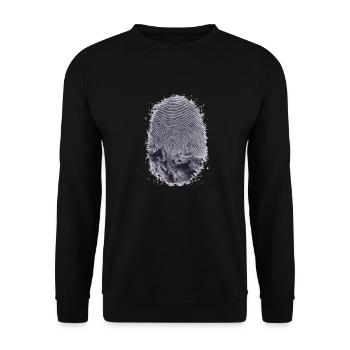 Fingerabdruck der Berge Kunstwerk - Unisex Pullover - Schwarz - Vorne - Alina (178cm) & Michal (187cm)