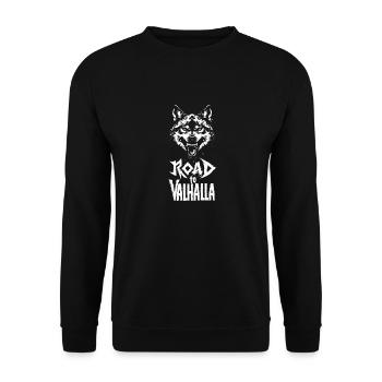 Aggressive Viking Wolf Road to Valhalla - Unisex Sweatshirt - black - Front - Alina (178cm) & Michal (187cm)