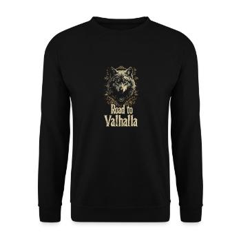 Ornement de fleur de Wolf Road to Valhalla - Sweat-shirt Unisexe - noir - Devant - Alina (178cm) & Michal (187cm)