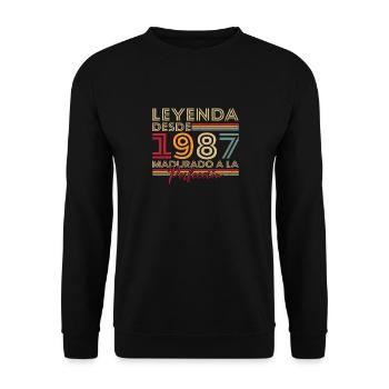 Legende seit 1987 Geburtstagsgeschenk - Unisex Pullover - Schwarz - Vorne - Alina (178cm) & Michal (187cm)