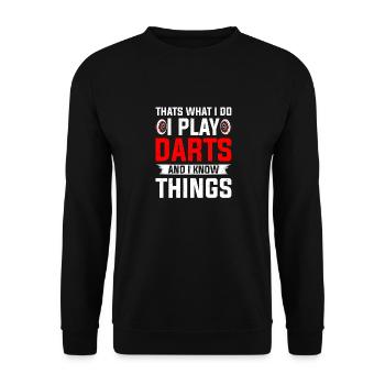 Darts Player Steeldart Funny Dart 180 Darts - Unisex Sweatshirt - black - Front - Alina (178cm) & Michal (187cm)