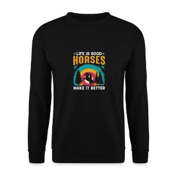 Horse Lover Équitation Chevaux - Sweat-shirt Unisexe - noir - Devant - Alina (178cm) & Michal (187cm)