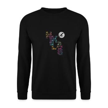 NIKLAS - Beautiful boy name with dinosaur - Unisex Sweatshirt - black - Front - Alina (178cm) & Michal (187cm)