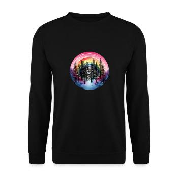Rainbow Forest Nature Nature Lover Spruce Tree - Unisex Sweatshirt - black - Front - Alina (178cm) & Michal (187cm)