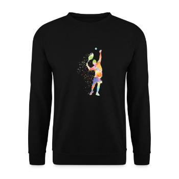 Raquette de joueur de tennis drôle - Sweat-shirt Unisexe - noir - Devant - Alina (178cm) & Michal (187cm)