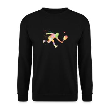 Raquette de joueur de tennis drôle - Sweat-shirt Unisexe - noir - Devant - Alina (178cm) & Michal (187cm)