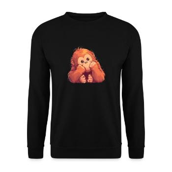 Orangutan Orang-Utans Orang-Utan - Unisex Pullover - Schwarz - Vorne - Alina (178cm) & Michal (187cm)
