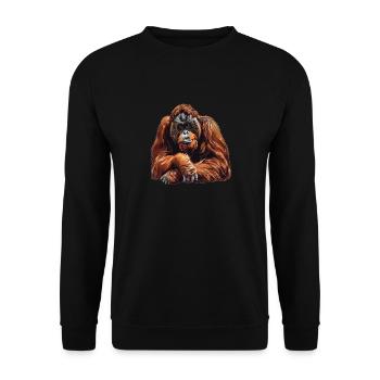 Orangutan Orang-Utans Orang-Utan - Unisex Pullover - Schwarz - Vorne - Alina (178cm) & Michal (187cm)