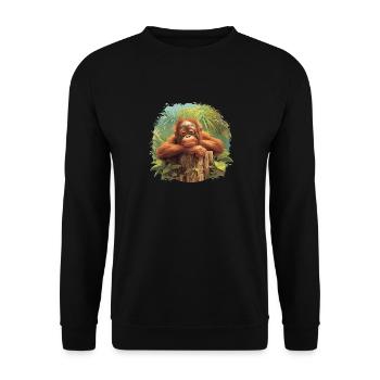 Orangutan Orang-Utans Orang-Utan - Unisex Pullover - Schwarz - Vorne - Alina (178cm) & Michal (187cm)