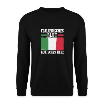 Italians Germany Heart Italy - Unisex Sweatshirt - black - Front - Alina (178cm) & Michal (187cm)