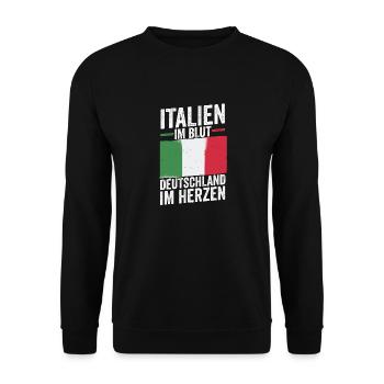 Italiener Deutschland Herz Italien - Unisex Pullover - Schwarz - Vorne - Alina (178cm) & Michal (187cm)