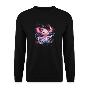 Axolotl lumineux magique plein d’énergie - Sweat-shirt Unisexe - noir - Devant - Alina (178cm) & Michal (187cm)
