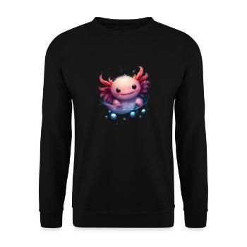 Magic kawaii axolotl with water bubbles for fans - Unisex Sweatshirt - black - Front - Alina (178cm) & Michal (187cm)