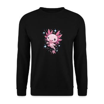 aKawaii Axolotl with Stars for Kids and Fans - Unisex Sweatshirt - black - Front - Alina (178cm) & Michal (187cm)