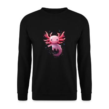 Magical kawaii axolotl in glittering surroundings - Unisex Sweatshirt - black - Front - Alina (178cm) & Michal (187cm)