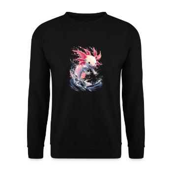 Puissant axolotl dans les vagues pour les fans d’axolotl - Sweat-shirt Unisexe - noir - Devant - Alina (178cm) & Michal (187cm)