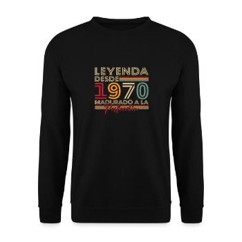 Legende seit 1970 Geburtstagsgeschenk - Unisex Pullover - Schwarz - Vorne - Alina (178cm) & Michal (187cm)
