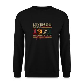 Legend since 1971 Birthday Gift - Unisex Sweatshirt - black - Front - Alina (178cm) & Michal (187cm)