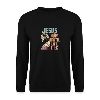 Jesus Gott Bibel Kirche Christlicher Glaube Glauben - Unisex Pullover - Schwarz - Vorne - Alina (178cm) & Michal (187cm)