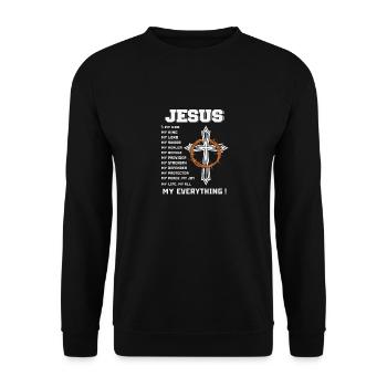 Jesus Gott Bibel Kirche Christlicher Glaube Glauben - Unisex Pullover - Schwarz - Vorne - Alina (178cm) & Michal (187cm)