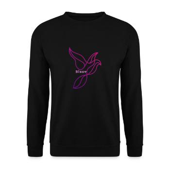 Elegance in Flight: Abstract Avian Art Birdy - Unisex Pullover - Schwarz - Vorne - Alina (178cm) & Michal (187cm)