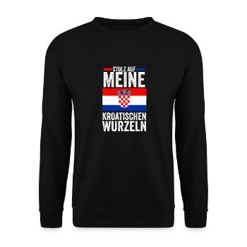 Kroate Kroatisch Kroatien - Unisex Pullover - Schwarz - Vorne - Alina (178cm) & Michal (187cm)