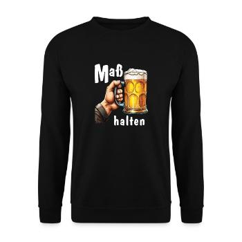 BIERKRUG Maß halten - Unisex Pullover - Schwarz - Vorne - Alina (178cm) & Michal (187cm)