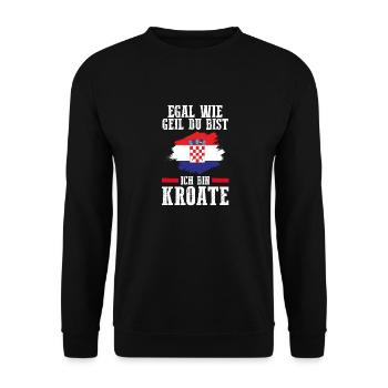 Kroate Kroatisch Kroatien - Unisex Pullover - Schwarz - Vorne - Alina (178cm) & Michal (187cm)