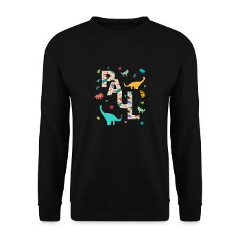 PAUL - Beau prénom de garçon avec dinosaure - Sweat-shirt Unisexe - noir - Devant - Alina (178cm) & Michal (187cm)
