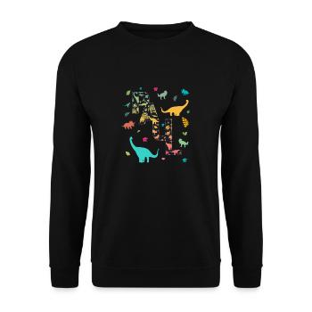 PAUL - Beau prénom de garçon avec dinosaure - Sweat-shirt Unisexe - noir - Devant - Alina (178cm) & Michal (187cm)