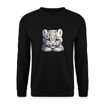 Snow Leopard Schneeleoparde Schneeleopard - Unisex Sweatshirt - black - Front - Alina (178cm) & Michal (187cm)
