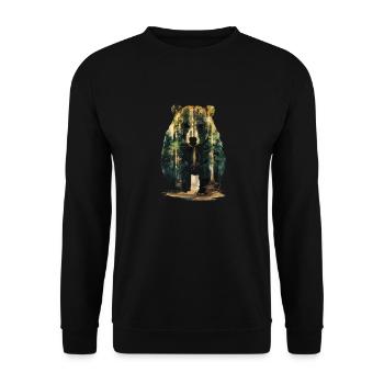 Wald Bär Natur Wildlife Kunst Berg Tier - Unisex Pullover - Schwarz - Vorne - Alina (178cm) & Michal (187cm)
