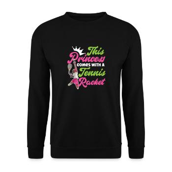 Funny Tennis Player Racket Girl - Unisex Sweatshirt - black - Front - Alina (178cm) & Michal (187cm)