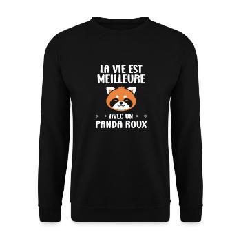 Panda roux - Sweat-shirt Unisexe - noir - Devant - Alina (178cm) & Michal (187cm)
