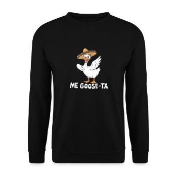 Me Goose-ta Lustige Gans im Sombrero Design - Unisex Pullover - Schwarz - Vorne - Alina (178cm) & Michal (187cm)