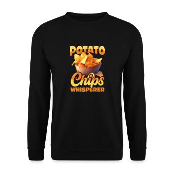 Chuchotement de croustilles drôle de collations de pommes de terre design - Sweat-shirt Unisexe - noir - Devant - Alina (178cm) & Michal (187cm)