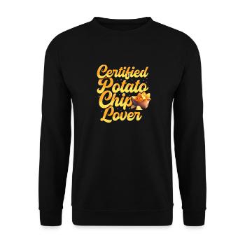 Amateur de croustilles certifié : collations amusantes à base de pommes de terre - Sweat-shirt Unisexe - noir - Devant - Alina (178cm) & Michal (187cm)