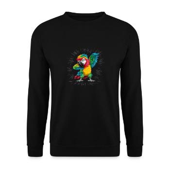 Ara Papagei für einen Vogelliebhaber - Unisex Pullover - Schwarz - Vorne - Alina (178cm) & Michal (187cm)