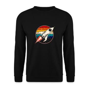 Retro Rocket Space Ship Vintage - Unisex Sweatshirt - black - Front - Alina (178cm) & Michal (187cm)