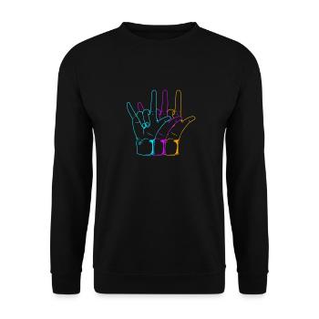 Langue des signes ASL sourd - Sweat-shirt Unisexe - noir - Devant - Alina (178cm) & Michal (187cm)
