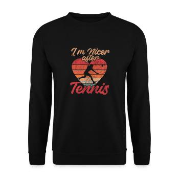 drôle de raquette de joueur de tennis je suis - Sweat-shirt Unisexe - noir - Devant - Alina (178cm) & Michal (187cm)