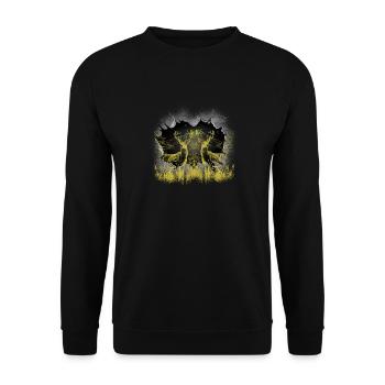 mystical, forest, deer, deer, red deer, nature, roebuck - Unisex Sweatshirt - black - Front - Alina (178cm) & Michal (187cm)