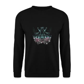 Deer Deer Wild Flowers Nature Forest Animals Roebuck - Unisex Sweatshirt - black - Front - Alina (178cm) & Michal (187cm)