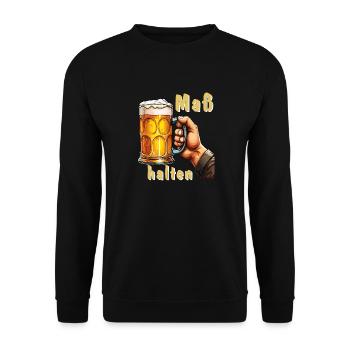 BIERKRUG Maß halten - Unisex Pullover - Schwarz - Vorne - Alina (178cm) & Michal (187cm)