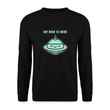 fliegende Untertasse - Unisex Pullover - Schwarz - Vorne - Alina (178cm) & Michal (187cm)