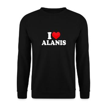 I Love Alanis, I Heart Alanis - Unisex Pullover - Schwarz - Vorne - Alina (178cm) & Michal (187cm)