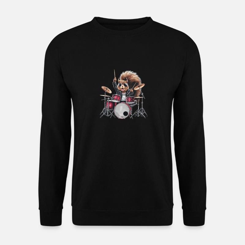 Cooles Rockin' Eichhörnchen Schlagzeuger - Unisex Pullover - Schwarz