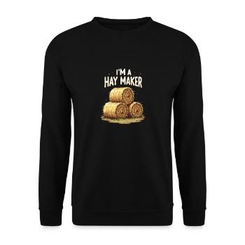 Lustiger Heumacher Bauernhof Lebensstil Heu - Unisex Pullover - Schwarz - Vorne - Alina (178cm) & Michal (187cm)