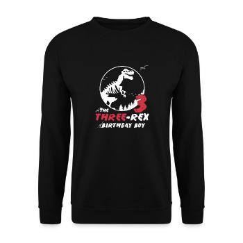 Birthday Boy Three Rex 3 Dinosaur 3 Year Old Kids - Unisex Sweatshirt - black - Front - Alina (178cm) & Michal (187cm)